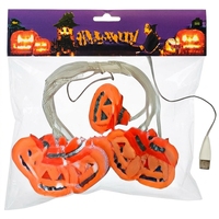 Halloween-Kürbis-Laternen-Lichterkette Leuchtende Plastik-Lichterkette Skelett-Augapfel-Kürbis-Deko Stimmungsbeleuchtung