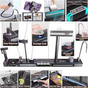 Évier de cuisine multifonctionnel intelligent à cascade, fait main, haute qualité, nouvelles tendances 2026, avec support pour téléphone portable et pistolet pulvérisateur - Product Image 5