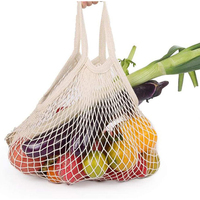 Sac en filet réutilisable 100% coton biologique avec logo personnalisé pour les courses et le stockage d'aliments fruits légumes