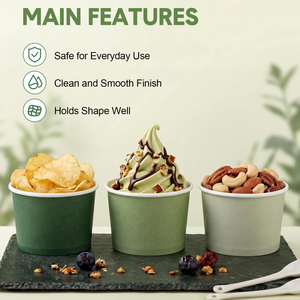 Custom Logo Eco-Friendly Biodegradable Recyclable Food Grade PE Coated Yogurt Salad Dessert Ice Cream Paper <b>Cups</b> With Lid - Product Image 3