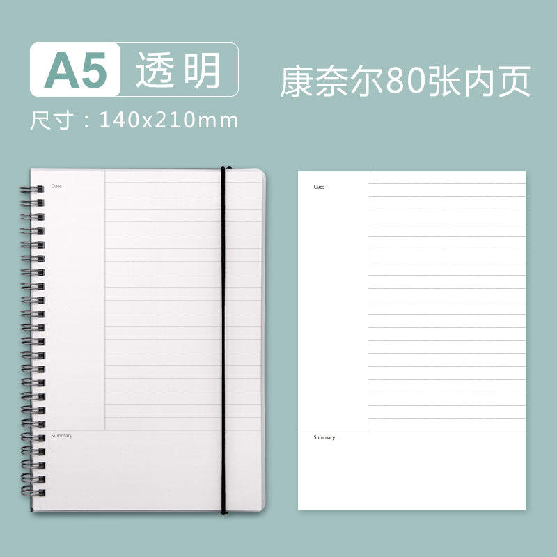 A5 transparent PP with strap, Cornell inner page