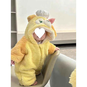 Giouterwear in stile carino in stile invernale <span class=keywords><strong>pigiama</strong></span> foderato in <span class=keywords><strong>pile</strong></span> di corallo sacco a pelo per bambini e bambine tutine con bottone - Product Image 6