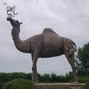 Sculpture d'animal arabe en métal coulé BLVE pour décoration extérieure, sculpture de chameau à crête unique grandeur nature en bronze - Product Image 2