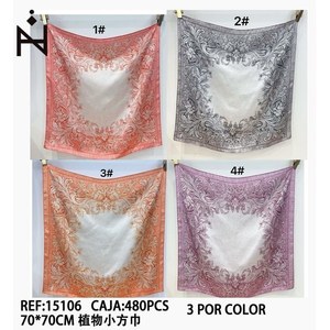 Mini foulard quadrato a tema vegetale 70x70cm in seta stampata per donna, accessorio moda - Product Image 3