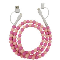 Câble de charge USB 4 en 1 coloré et mignon avec perles, charge rapide, multi-USB, type C, cordon de charge pour téléphone, accessoires Micro USB