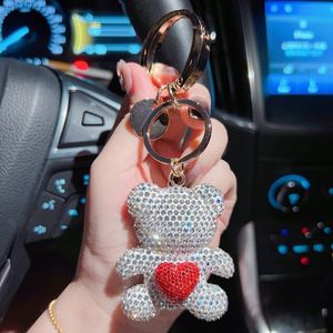 2024 New Luxury Bling Diamond Crystal Rhinestone Bear Car Keychain - Cute Metal <b>Key</b> <b>Ring</b> Charm for Girls - Product Image 3
