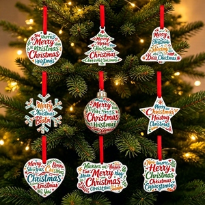 Ornements <span class=keywords><strong>de</strong></span> Noël brillants en gros, gravés au laser UV et sérigraphiés, pour événements et fêtes <span class=keywords><strong>de</strong></span> Noël - Product Image 1