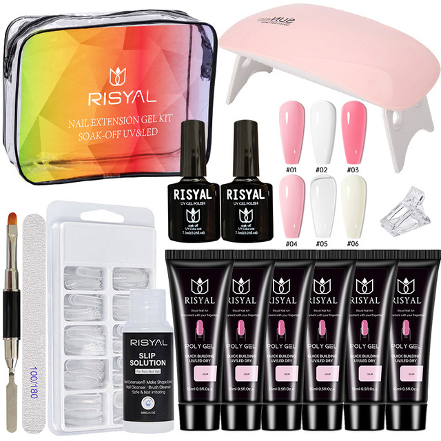 RISYAL Wholesale French Crystal Nail Gel Kit Top Model Manicure Tools LED Lamp Quick Extension Cross-Border Exclusive 5kg No Paper Tray