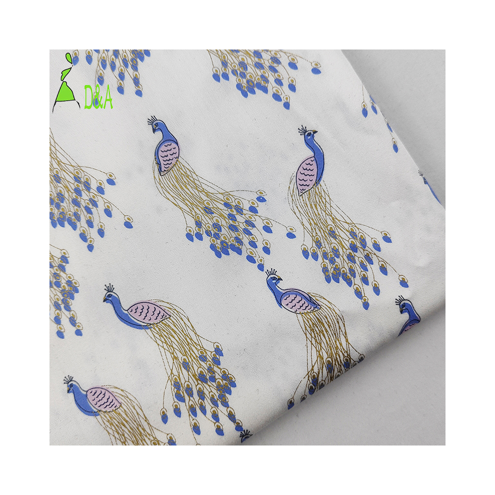 Высококачественная цифровая ткань с принтом, 100% хлопок, с принтом павлина, хлопковая атласная ткань, ткань для рубашек
