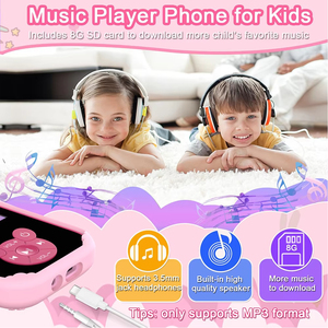 Jumon trẻ em Đồ chơi di động có thể sạc lại chụp ảnh âm nhạc MP3 2.8inch trẻ em máy ảnh kỹ thuật số điện thoại với các trò chơi - Product Image 6