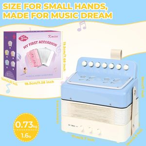 Mini acordeón de 10 teclas, color azul claro y blanco, juguete musical para niños, instrumento musical de aprendizaje temprano, regalo para niños principiantes - Product Image 3