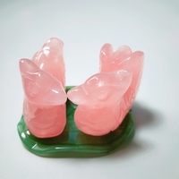 Sculpture de canard mandarin en quartz rose 2026, sculpture de canard mandarin en pierre de quartz rose