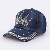 Casquette de baseball 6 panneaux en denim délavé effet diamant, unisexe, personnalisable pour fêtes