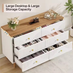 <span class=keywords><strong>Commode</strong></span> moderne pour chambre à coucher Armoires de coffre classiques à 6 tiroirs en bois <span class=keywords><strong>blanc</strong></span> avec fonctions de rangement pour le <span class=keywords><strong>salon</strong></span> - Product Image 3