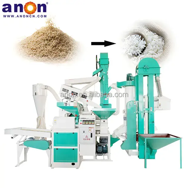 آنون 15S 1 طن ساعة مصنع مولد الأرز خط إنتاج آلة طحن الأرز سعر الفلبين