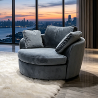 Fauteuil simple moderne en velours gris haut de gamme, convertible en canapé-lit, avec rembourrage en éponge, pivotant, fauteuil de détente de luxe pour villa