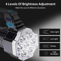 Linterna LED Recargable de 100,000 Lúmenes con Láser, Potente Luz de Largo Alcance y Función Solar