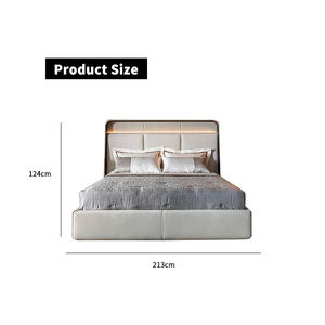 ชุดเฟอร์นิเจอร์ห้องนอนบ้านหรูหราสไตล์อิตาลีคุณภาพสูงเตียงขนาดควีนไซส์เตียงหนังหุ้มเบาะ - Product Image 4