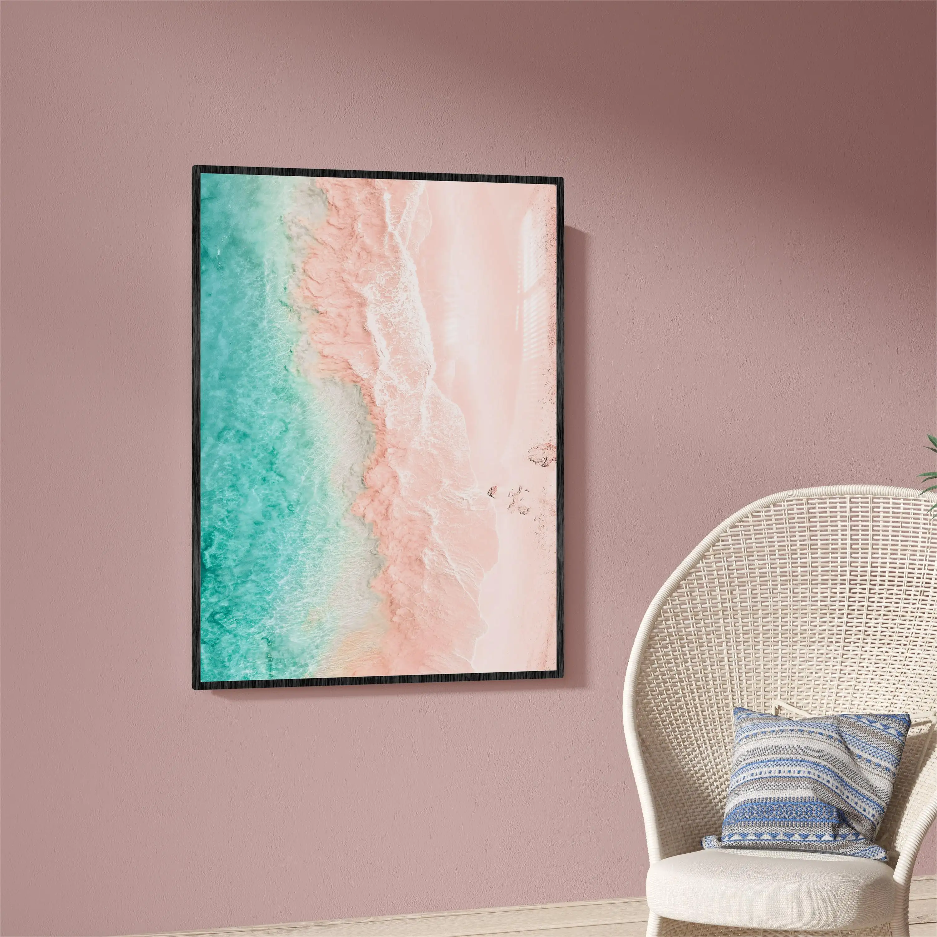 Romantic Pink Sandbeach Decor Painting Wall Pictures Living Room Canvas Painting Wall Art Modern Canvas Painting Wall Art
