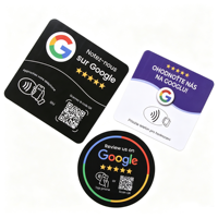 Autocollant de table NFC en PVC |   Support de table Google Review programmable avec plaque NFC et code QR imprimé sur mesure pour les entreprises et les magasins