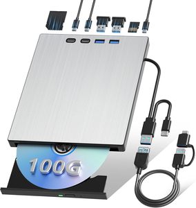 Lecteur de disques Blu-ray externe USB 3.0 Type-C, graveur mince et portable, lecteur BD/<span class=keywords><strong>DVD</strong></span>/CD, prend en charge les disques BD 100 Go, compatible avec Windows, Mac, Linux - Product Image 1