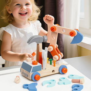 Camion de chantier en bois de qualité supérieure avec vis et écrous, outils inclus, pour l'éducation précoce STEM et le développement des compétences pratiques des enfants - Product Image 2