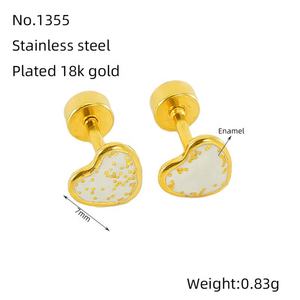 316L Stainless Steel Fashion Jewelry 18k Gold Cute Charm Flower <b>Stud</b> Earrings Enamel Earrings Wholesale for Girls Kids Summer - Product Image 4