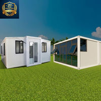 Maison Pliante Préfabriquée de Luxe 20ft 40ft, Maison Conteneur Extensible avec Mur en Verre, Design Moderne, Installation Rapide, Panneaux Solaires pour