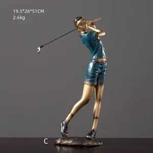 Tượng Nhựa Nam Nữ Chơi Golf Làm Quà Lưu Niệm Trang Trí Nội Thất Đồ Thủ Công Bằng Nhựa