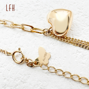 Collier pendentif cœur croix en or véritable 18 carats personnalisé délicat, chaîne de collier ras du cou, grand collier cœur, bijoux - Product Image 5