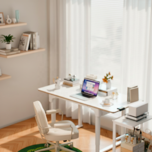 쁘띠 사이즈 친화적인 4각식 앉아서/서서 사용하는 책상 (높이 56-81cm) |   초안정적인 듀얼 모터 사무용 책상 (키가 작은 성인용) - Product Image 4