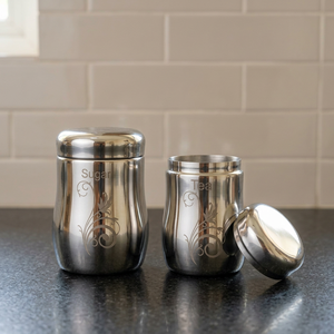 Stainless Steel Food Container Set Round Airtight Engraved Classic Design 1-3L Capacity Metal <b>Storage</b> <b>Jar</b> <b>for</b> <b>Kitchen</b> Use - Product Image 6
