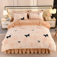 Parure de lit de luxe en velours de lait 4 pièces, imprimée, pour l'hiver, housse de couette en velours doux et chaud, pour la maison, tailles Queen et King.