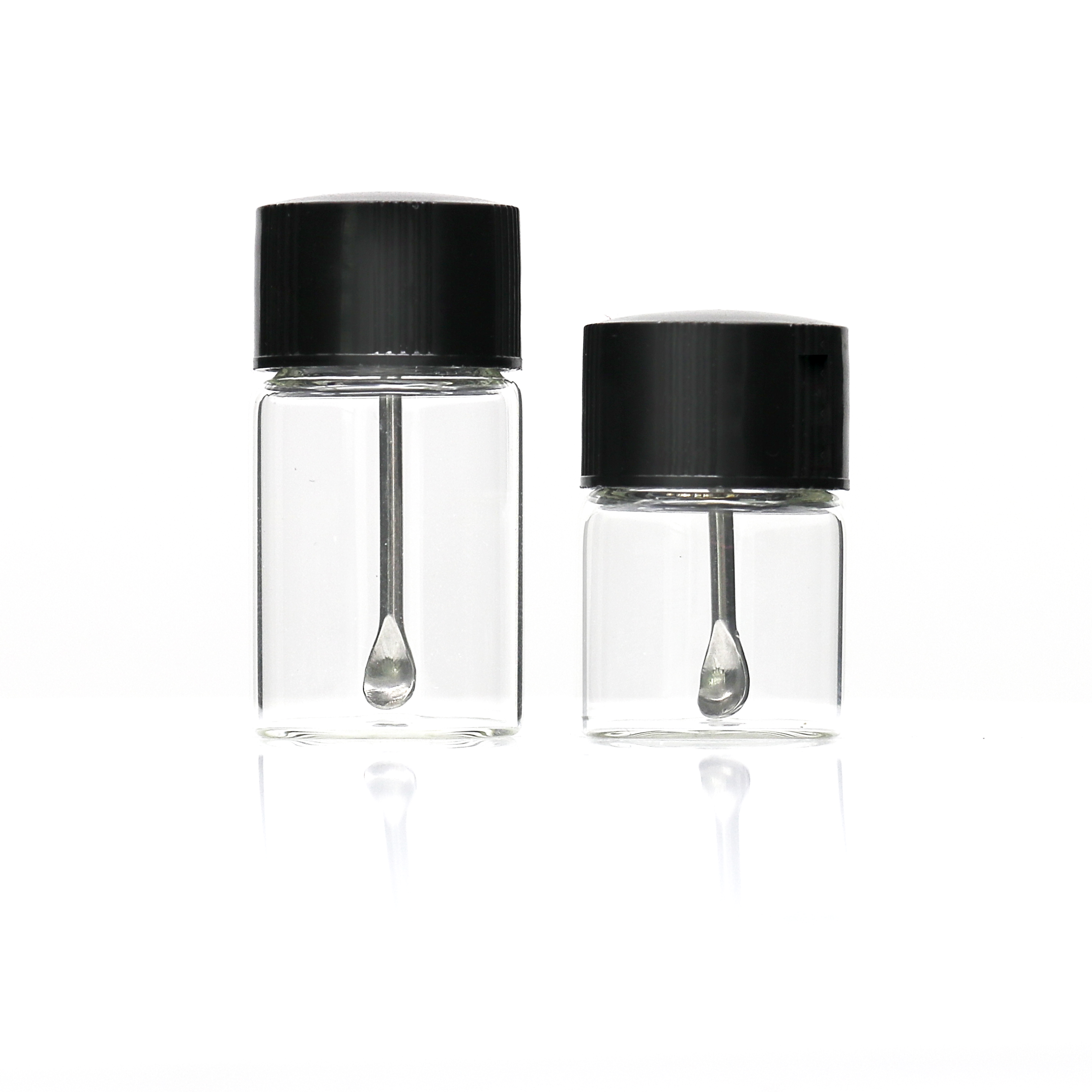 Small Transparent Glass Dispenser Bottle Screw With Metal Spoon Earpick Spoon Bottle Lampblack Bottle