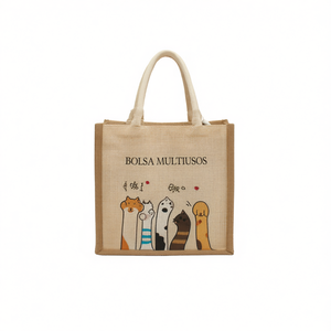 Bolsa de Lona Multiusos Ilan 33x42x18 Cm con Estampado de Gato para Compras y Almacenamiento - Product Image 2