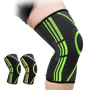 Produsen Motif Garis Hijau Kuning Perawatan Kaki Sendi Anti Keseleo Perawatan Kaki Peregangan Hiking Berlari Gym Tali Pelindung Lutut