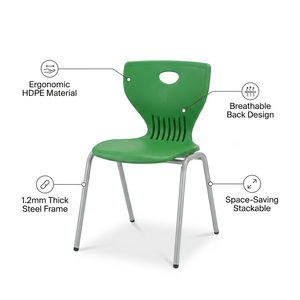 Chaise d'école empilable ergonomique en plastique PP avec cadre en acier de 1,2 mm pour salle de classe, formation, <span class=keywords><strong>collège</strong></span> - Product Image 5
