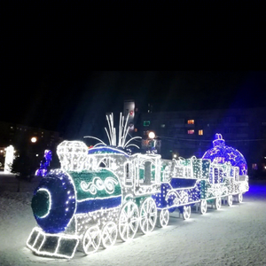 Grande Décoration de Train de Noël à LED pour Projet d'Éclairage Paysager Extérieur de Festival en Place Urbaine - Product Image 4