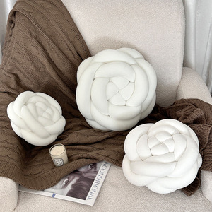 Coussins Doux de Jet en Peluche, Nœuds Tissés à la Main de Couleur Unie, Style Nordique, Forme Rose, 28*28 cm, pour Canapé, <span class=keywords><strong>Lit</strong></span> et Baie Vitrée Décorative - Product Image 2
