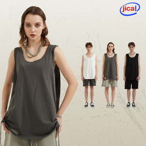 Mens cơ bản rử<span class=keywords><strong>a</strong></span> thể thao Tank Top tùy chỉnh đau khổ nguyên cạnh bông đan vest mù<span class=keywords><strong>a</strong></span> hè lỏng T-Shirt Tank Tops người đàn ông - Product Image 3