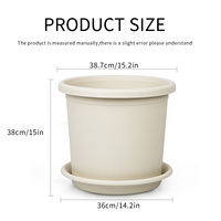 Pot de fleurs circulaire en plastique PP durable et léger avec trou de drainage, design minimaliste moderne, pour intérieur/extérieur, grand format pour jardin de bureau
