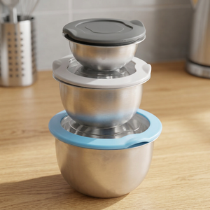 Cuenco Aldi Premium de acero inoxidable con tapa de plástico en azul cielo - Product Image 3