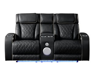 Ensemble de salon 2 pièces inclinable et rembourré de style moderne, fabriqué en bois avec fonction massage incluse - Noir - Product Image 3