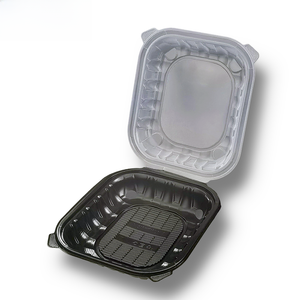9*10inch 1 Compartment ECO-friendly Disposable Black and Clear Lunch <strong>Box</strong> Environmental Takeout Food Container 150pcs/carton - Product Image 1