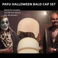 Ensemble d'accessoires de cosplay pour chauves avec bonnet en latex et bonnet de perruque en nylon pour Halloween, Noël, Carnaval, Fête du Poisson d'avril