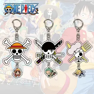 Anime Cartoon Skull Pendant Acrylic Key Ring Zoro Luffy 1 Pieces Keychain