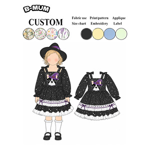 <span class=keywords><strong>Robe</strong></span> de cosplay Halloween 2026 en coton pour enfants, <span class=keywords><strong>robe</strong></span> Lolita à imprimé étoiles pour petites filles de 1 à 7 ans avec nœud et broderie chien sorcière - Product Image 1
