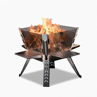 Brasero de camping pliable en acier inoxydable avec panneau en verre, barbecue portable d'extérieur, logo personnalisé