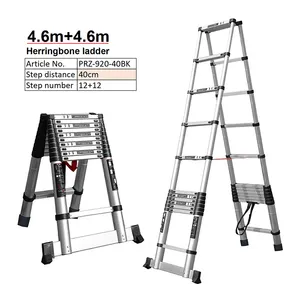 3.8m Retractable Single Telescopic Ladder Wholesales Building ladder with platform easy to carry Aluminum Ladder