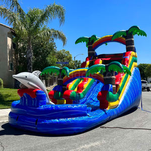 Toboggan aquatique gonflable commercial, thème dauphin, château gonflable en PVC, trampoline, château sauteur, toboggan gonflable pour <span class=keywords><strong>location</strong></span> événementielle - Product Image 1